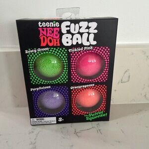 Nee Doh Teenie Fuzz Ball 4-Pack - Green, Pink, Purple, Orange